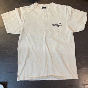 Stussy white black logo print t-shirt short sleeve size Small